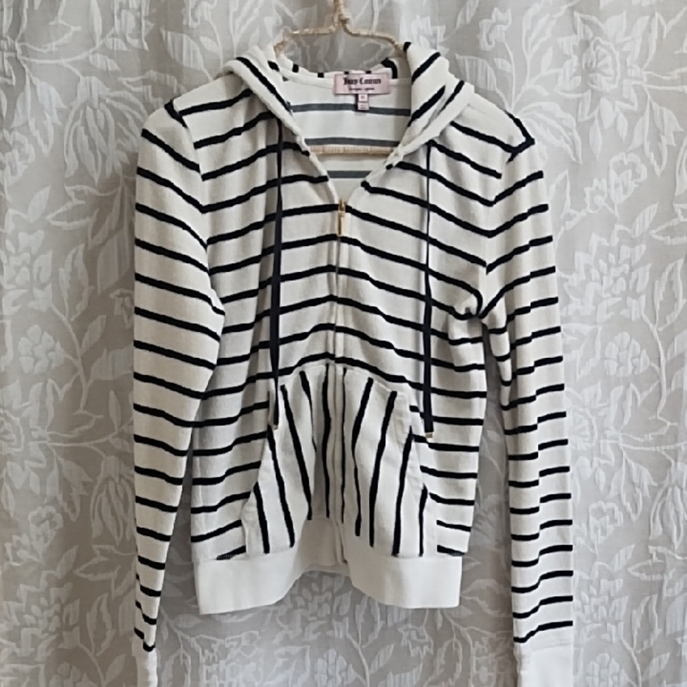 Juicy Couture Black and White Striped Hoodie